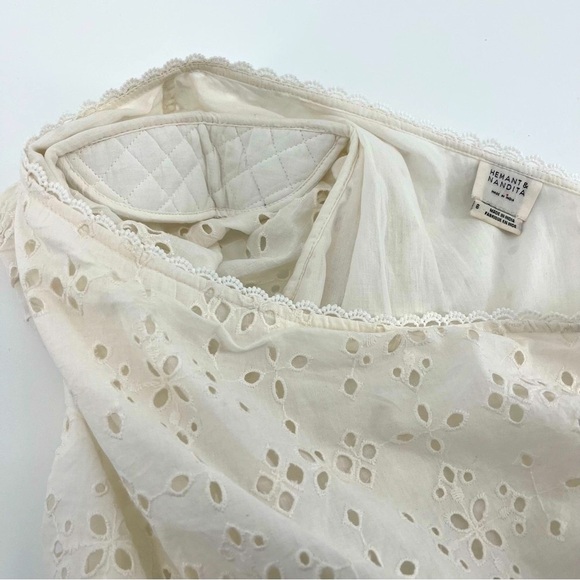 HEMANT & NANDITA Cream/White Eyelet One-Shoulder Tiered Mini Skirt Dress Size 8 - Picture 8 of 11